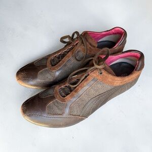 Vintage Y2K Nuala Made In Italy Leather Brown Sneakers By Puma Sz 8 Very Rare